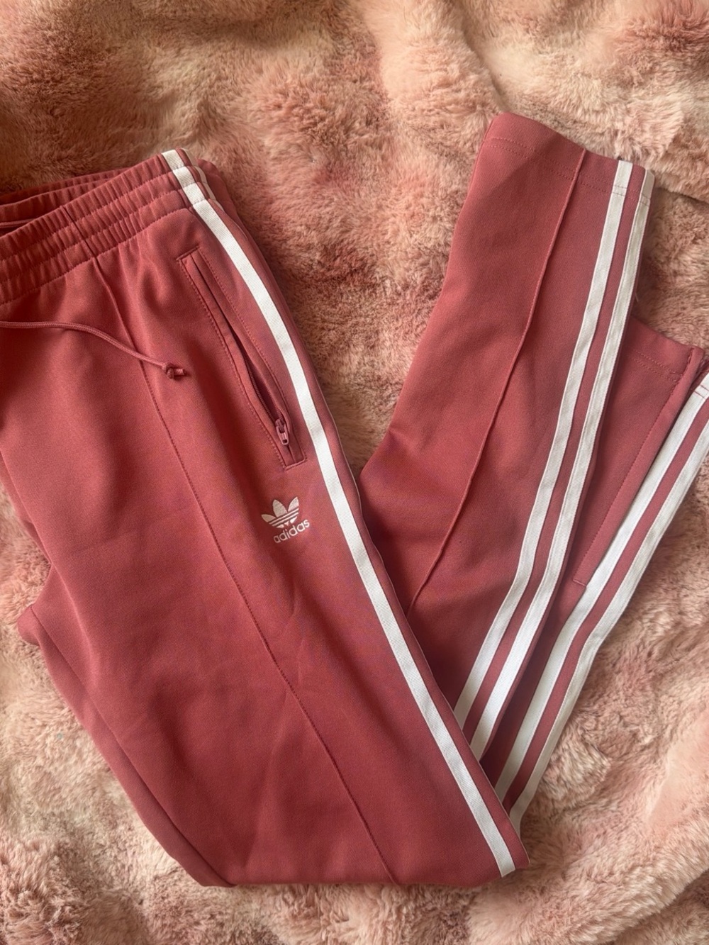 adidas womoRose Pink Three-Stripe Joggers